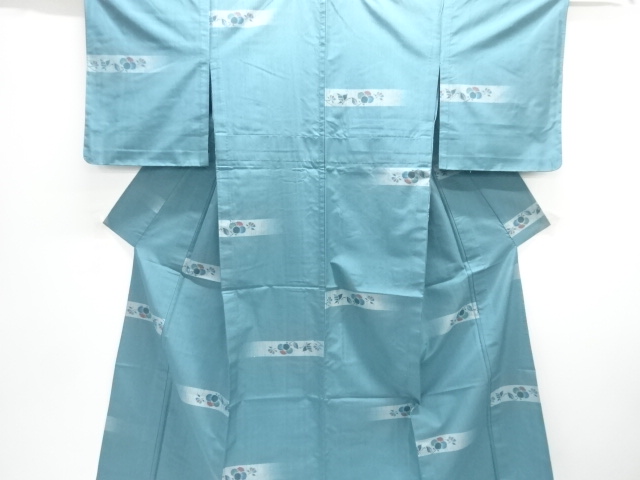 JAPANESE KIMONO / HITOE TATEBUSHI TSUMUGI / WOVEN CAMELIA & BUTTERFLY